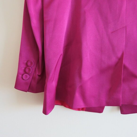 MARELLA Carrara Semi Fitted Satin Blazer in Fuchsia Purple - Size US 8 - Picture 9 of 13